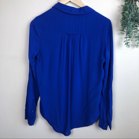 Maeve Anthropologie Blue Islet Button Down Pocket Blouse - Picture 3 of 6